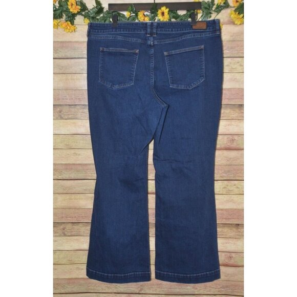 Lands' End Mid Rise Trouser Jeans Women Plus Size 18 Blue Stretch Denim 40X30 - Picture 5 of 11